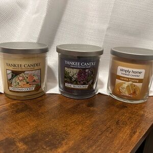 NEW- Yankee Candle Trio - Cream, Purple, Tan(3 med 7 oz. candles)